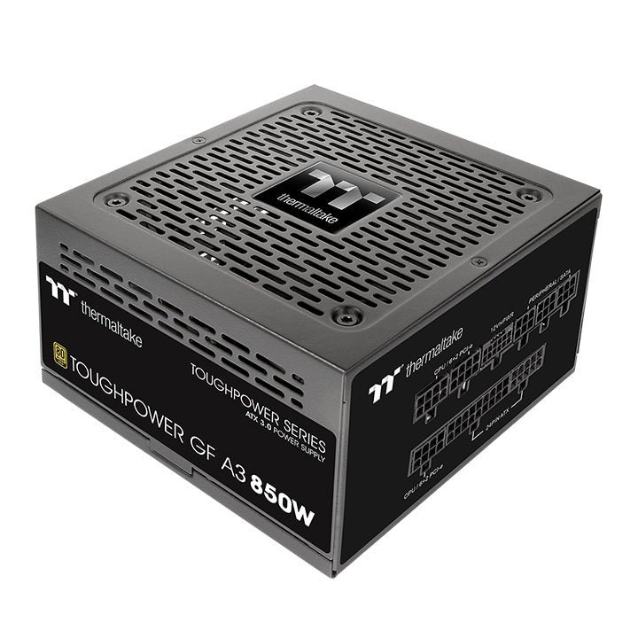 Thermaltake Toughpower GF A3 850W | Fuente de Alimentación ATX 3.1 80 Plus Gold | PCIe Gen 5.1 12V-2x6 | Totalmente Modular | Ventilador Ultra Silencioso | Negro