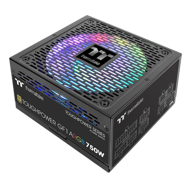Thermaltake Toughpower GF1 750W ARGB - Fuente ATX 80 Plus Gold totalmente modular con ventilador Riing Duo de 140 mm