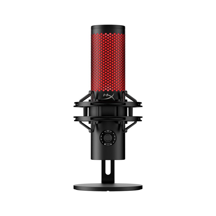 HyperX Quadcast 2 - Micrófono USB para gaming, streaming, podcast, cuatro patrones polares, controles, LED, antivibración, para PC, PS4, PS5 y Mac, Negro y Rojo