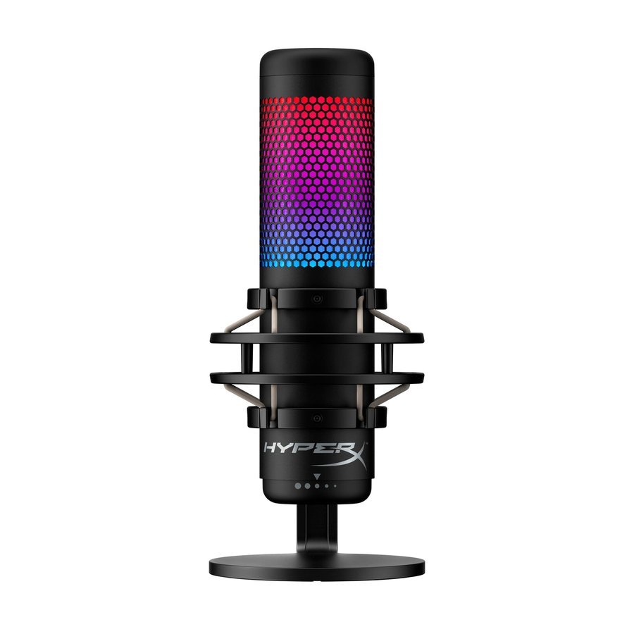 HyperX QuadCast S - Micrófono de condensador USB con iluminación RGB, soporte antivibración, cuatro patrones polares y filtro pop, para PC, PS4, PS5 y Mac