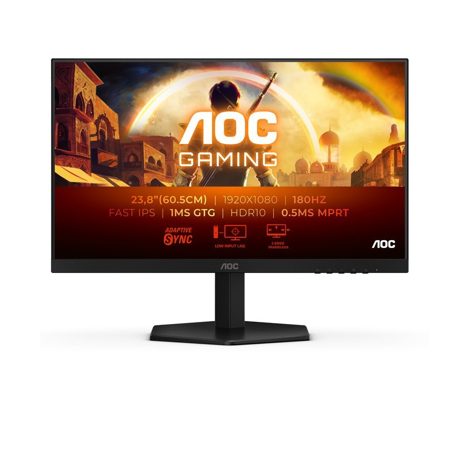 AOC 24G42E Gaming Monitor 24 Pulgadas 180Hz Panel Fast IPS, 1ms GtG, HDR10, G-Sync Compatible, (1920x1080 HDMI 1x 2.0 DP 1x 1.4) Negro