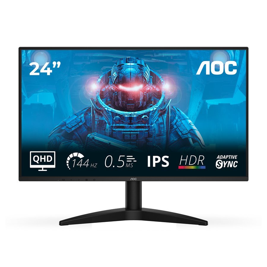 AOC Q24B36X - Monitor 24" (23,8") QHD 2560x1440, 144 Hz, IPS, 4 ms GtG, MPRT 0,5 ms, HDR10, Adaptive Sync